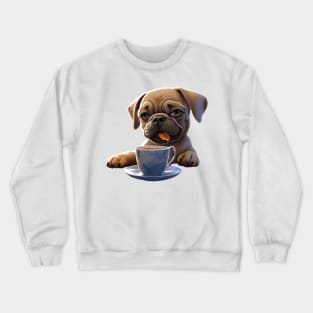 Morning Tea Time Pug Crewneck Sweatshirt